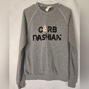 Bow & Drape Gray Crewneck Sweater with Sequin Detail